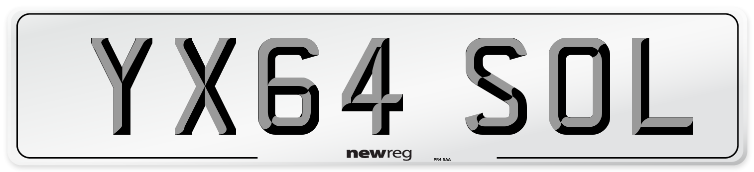 YX64 SOL Number Plate from New Reg